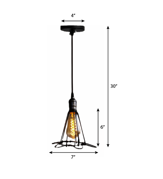 CLH124 Edison Cage Pendant Industrial Light - The Black Steel