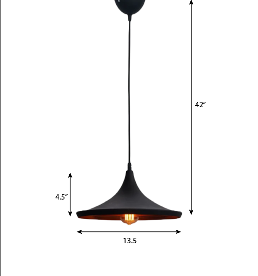 CLH128 Norwegian Flat Cone Industrial Ceiling Lamp - The Black Steel