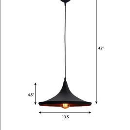 CLH128 Norwegian Flat Cone Industrial Ceiling Lamp - The Black Steel