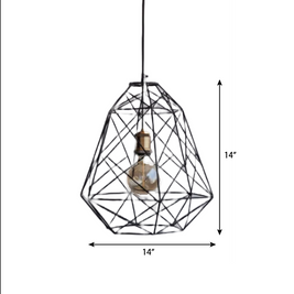 CLH143 Scandinavian Design Trend - Geometric Industrial Decor Pendant Cage Lamp - The Black Steel