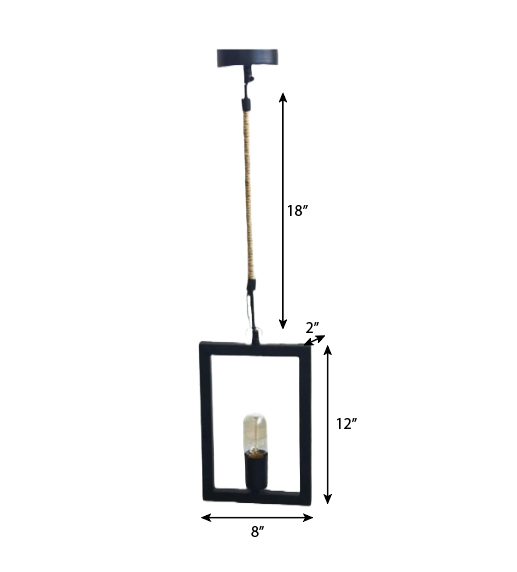 CLH146 Rectangle Frame Industrial Ceiling Pendant Lighting - The Black Steel