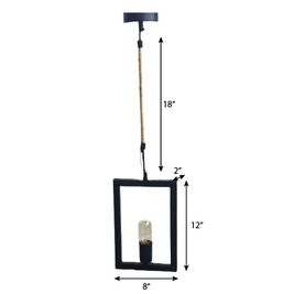 CLH146 Rectangle Frame Industrial Ceiling Pendant Lighting - The Black Steel