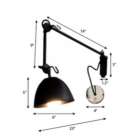 FSW205 Galaxy Black Swing-Arm Wall Lamp - The Black Steel