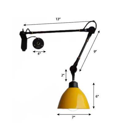 FSW209 Yellow Swing-Arm Wall Mounted Light - The Black Steel