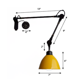FSW209 Yellow Swing-Arm Wall Mounted Light - The Black Steel