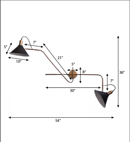 FSW212 Fifty-Ninety MidCentury Modern Wall Sconce - The Black Steel
