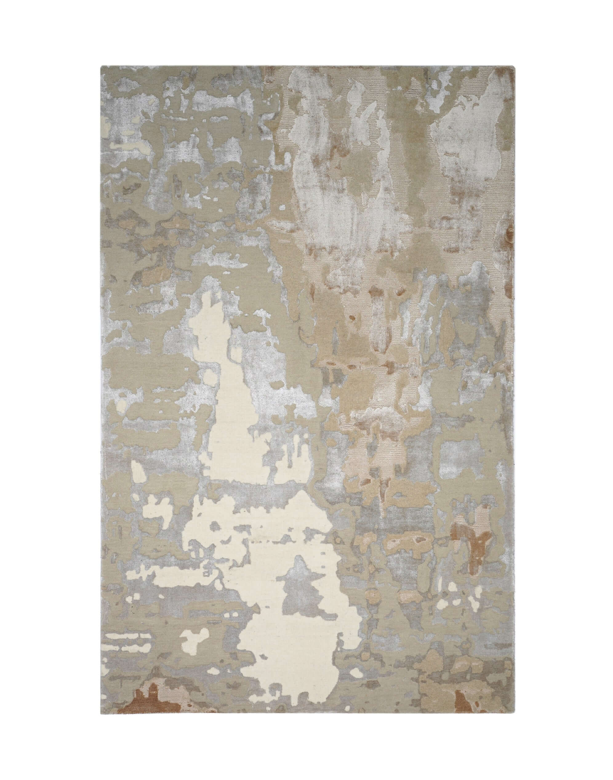 T A O S luxury handmade rug by Cherom in neutral beige, grey, and brown New Zealand wool, contemporary design.