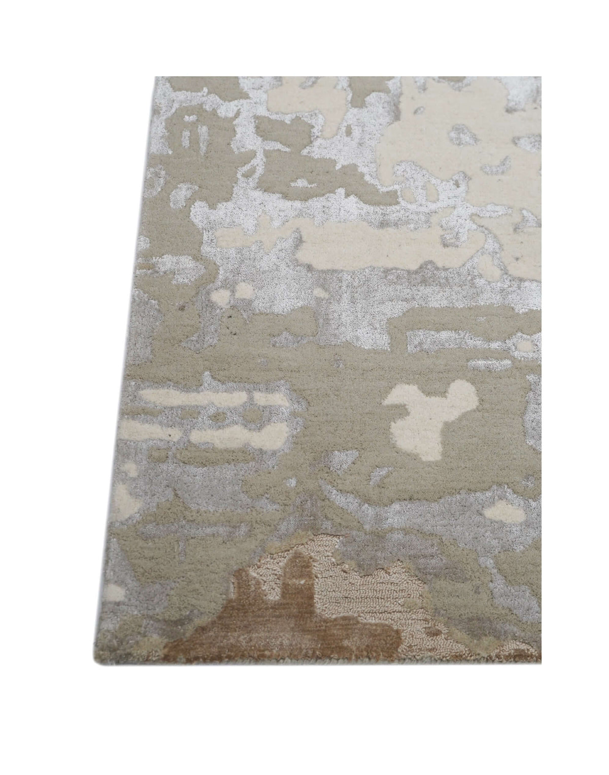 T A O S luxury handmade rug by Cherom in soft beige and grey New Zealand wool