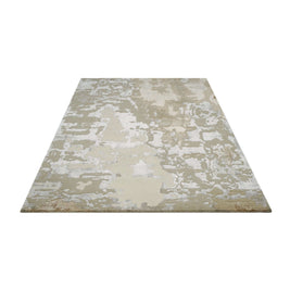T A O S luxury handmade rug by Cherom in muted grey, ivory, New Zealand wool.