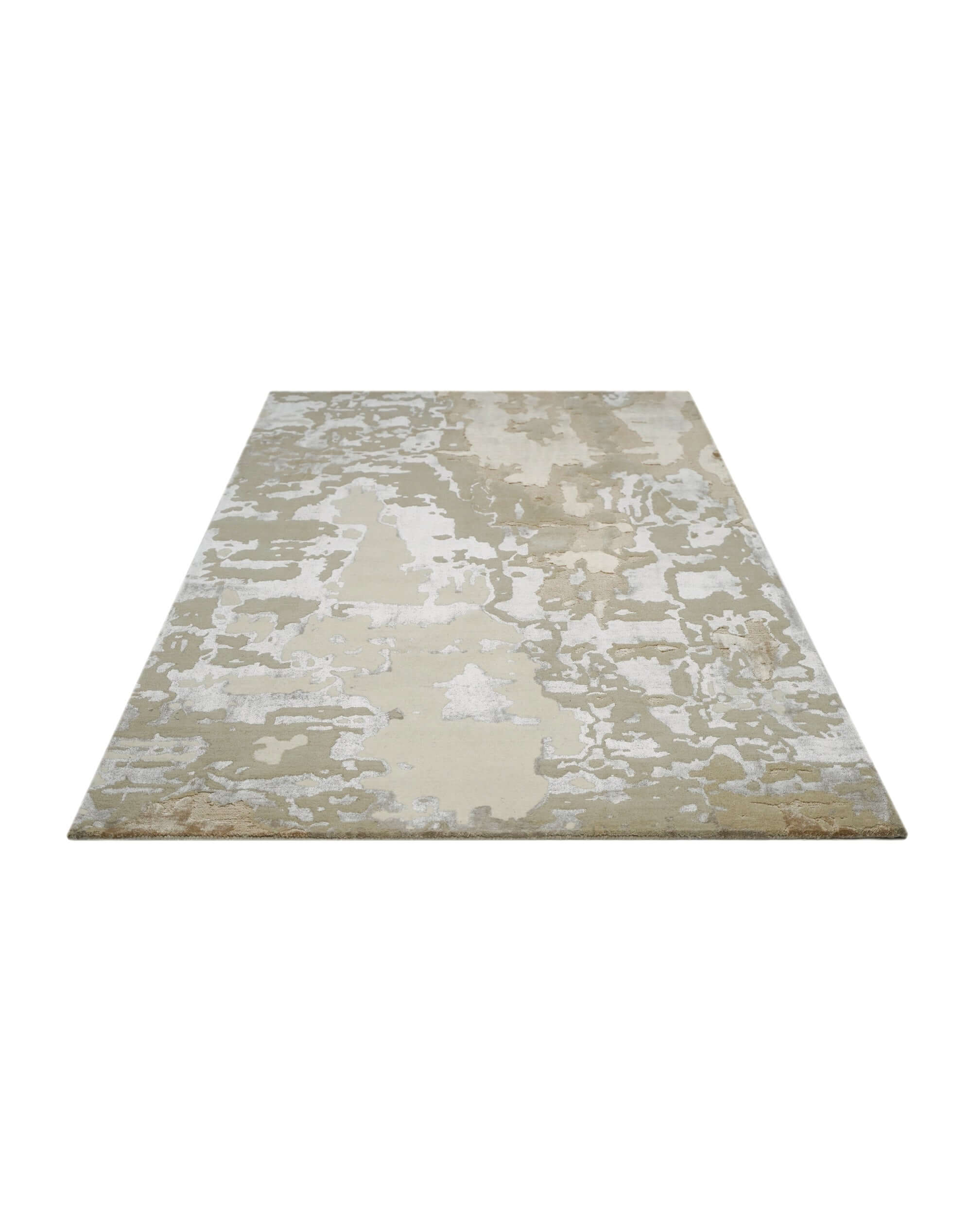 T A O S luxury handmade rug by Cherom in muted grey, ivory, New Zealand wool.