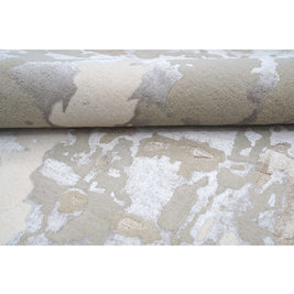 T A O S luxury handmade rug by Cherom in soft beige and muted grey New Zealand wool.