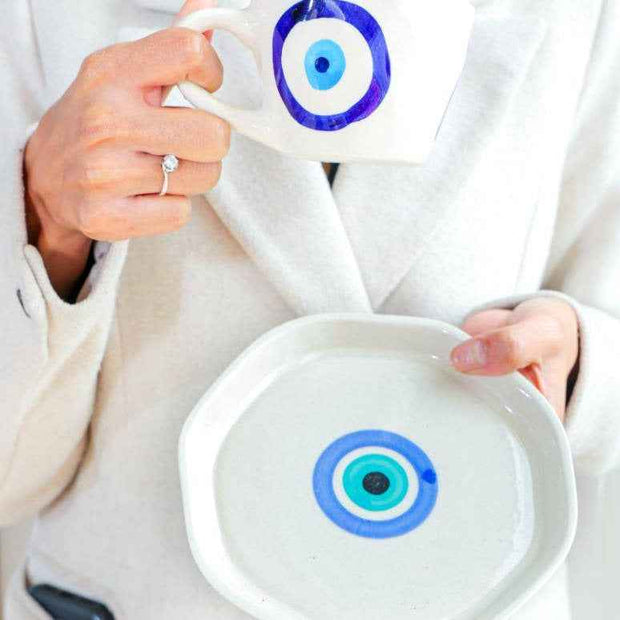 Good Vibes or evil eye Brew Evil Eye Cup & Saucer