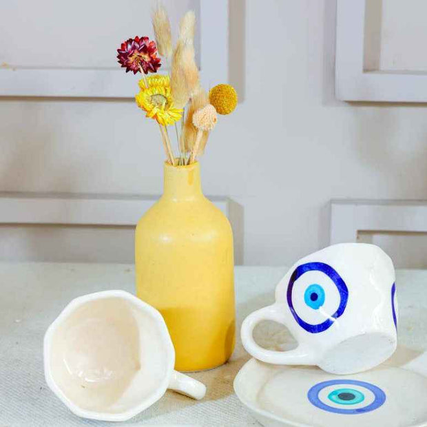 Good Vibes or evil eye Brew Evil Eye Cup & Saucer