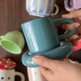 Teal Tubby Cup & Saucer - Single