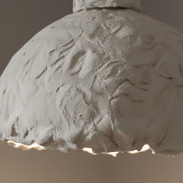 Textured pendant light fixture on a neutral background