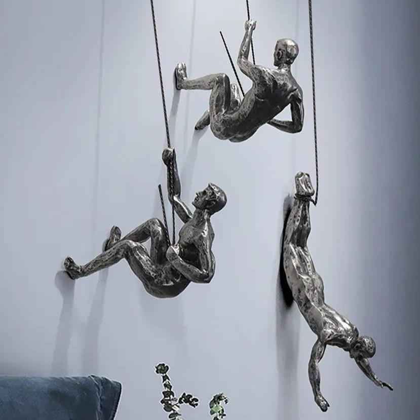 The Climbing crew Wall Hanging (Set of 3)-Silver - https://artecasa.in/