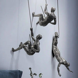 The Climbing crew Wall Hanging (Set of 3)-Silver - https://artecasa.in/