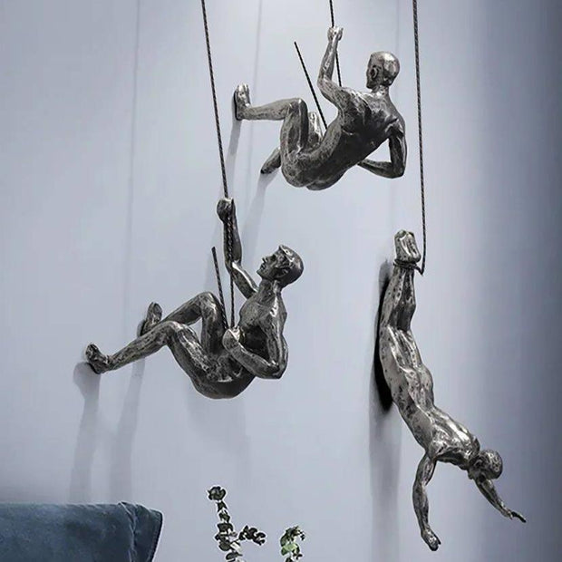 The Climbing crew Wall Hanging (Set of 3)-Silver - https://artecasa.in/