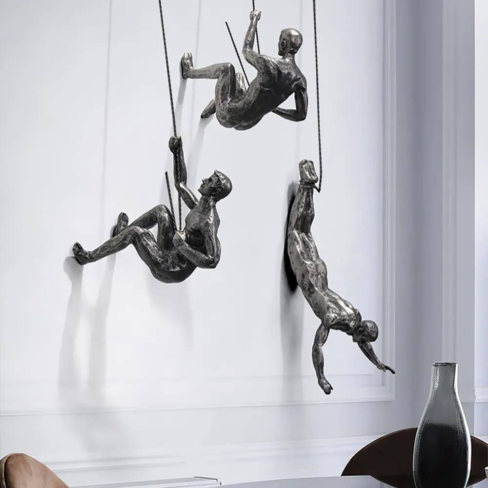 The Climbing crew Wall Hanging (Set of 3)-Silver - https://artecasa.in/