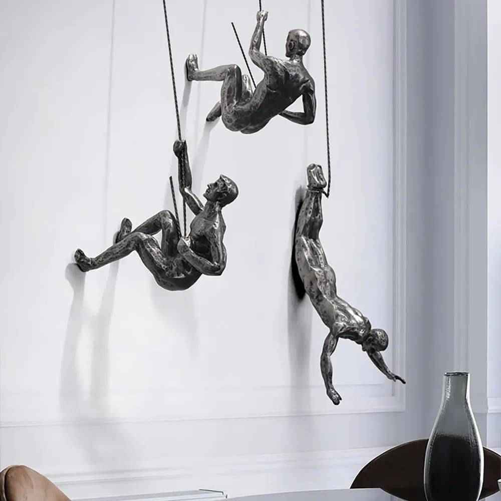 The Climbing crew Wall Hanging (Set of 3)-Silver - https://artecasa.in/