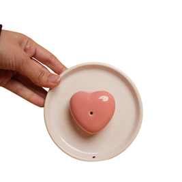 HeartGlow Agarbati Stand | Heart Shaped Ceramic Incense Holder - https://artecasa.in/