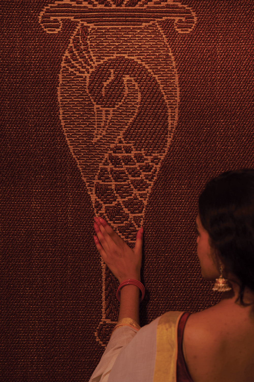 Aranmula Kannadi Maroon & Gold Sisal 5x8 feet Rectangle Rug