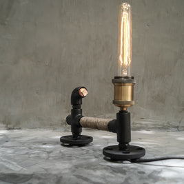 Arbetet Industrial Pipe Rope Desk Lamp - The Black Steel