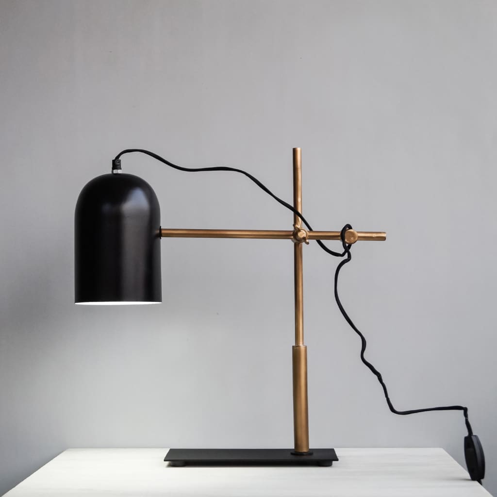 Architect Style Black-Gold Modern Office Desk Lamp With Adjustable Arm - The Black Steel