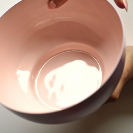 Bon Bon metal fruit bowl in pink and lavender with enamel finish