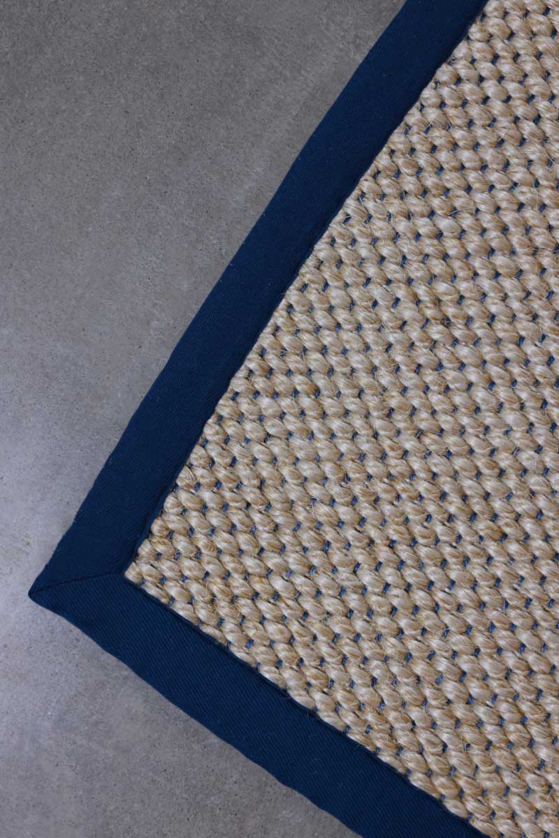 Panama Blue Weft Blended white Sisal 5x8 feet Rectangle Rug - I MEAN DESIGN