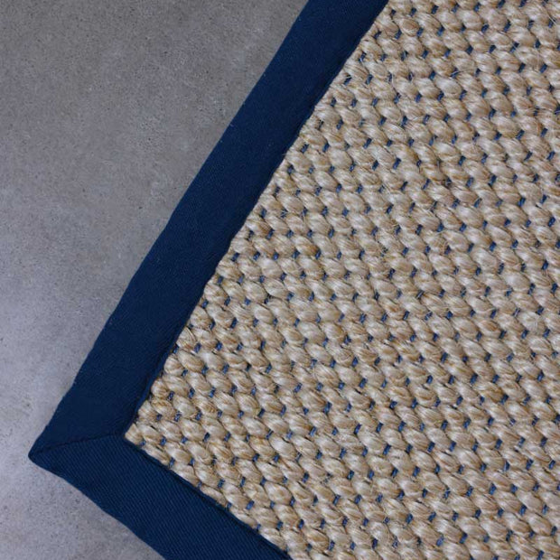 Panama Blue Weft Blended white Sisal 5x8 feet Rectangle Rug - I MEAN DESIGN