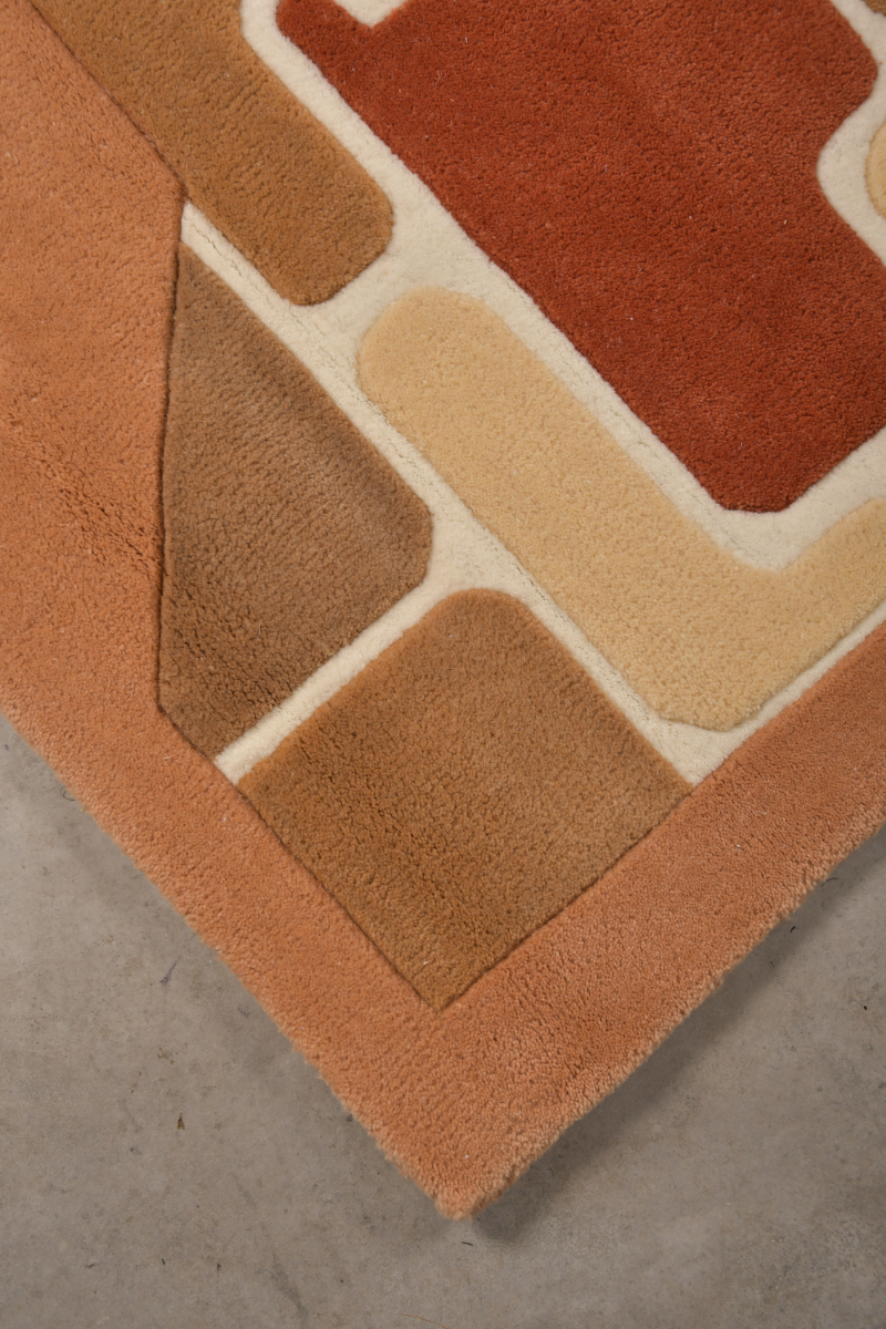 Grid Multicolour Wool 5x6 feet Irregular Rug - I MEAN DESIGN