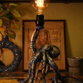 Pattachitra Octopus Lamp — Abyssal Blue