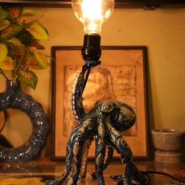 Pattachitra Octopus Lamp — Abyssal Blue