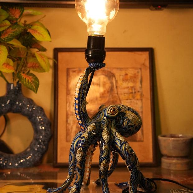 Pattachitra Octopus Lamp — Abyssal Blue