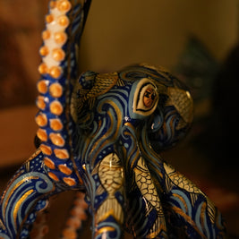 Pattachitra Octopus Lamp — Abyssal Blue