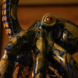 Pattachitra Octopus Lamp — Abyssal Blue