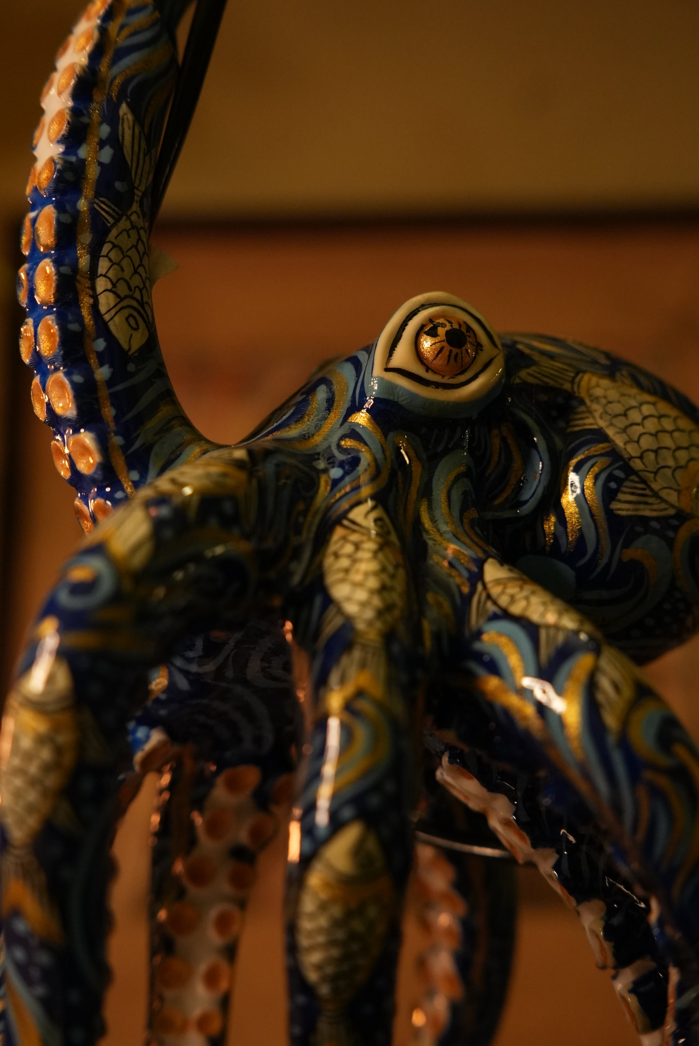 Pattachitra Octopus Lamp — Abyssal Blue