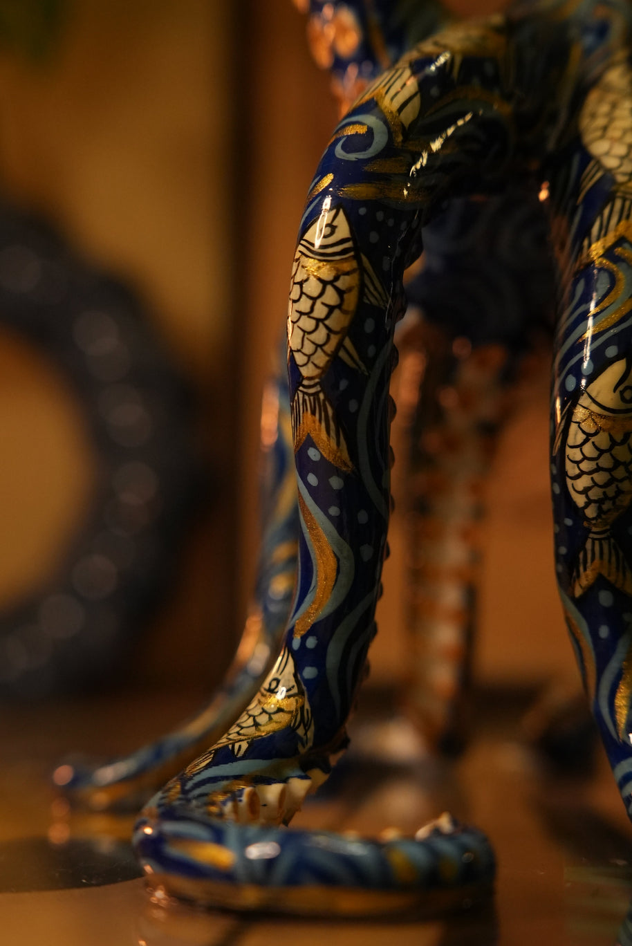 Pattachitra Octopus Lamp — Abyssal Blue