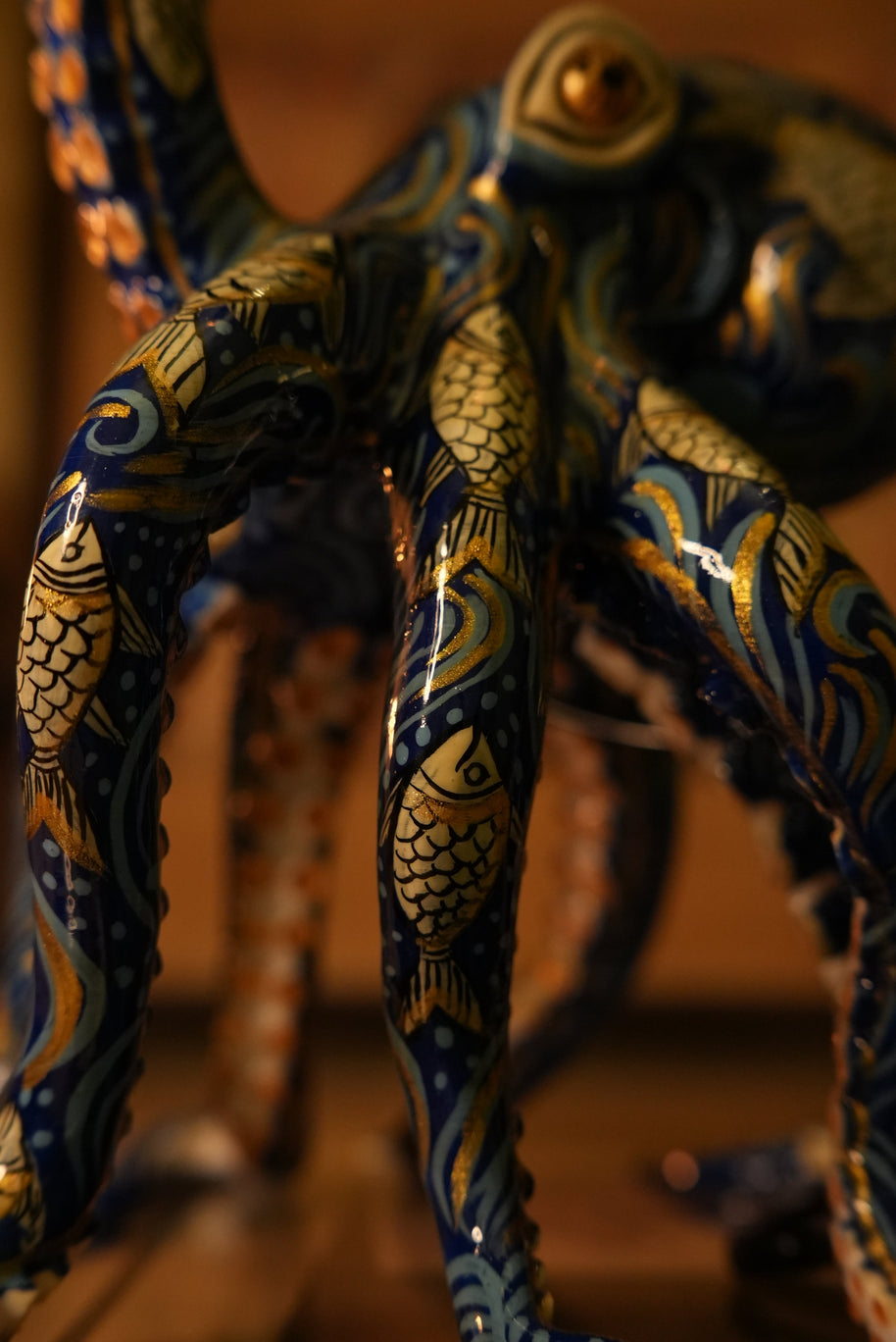 Pattachitra Octopus Lamp — Abyssal Blue