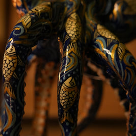 Pattachitra Octopus Lamp — Abyssal Blue
