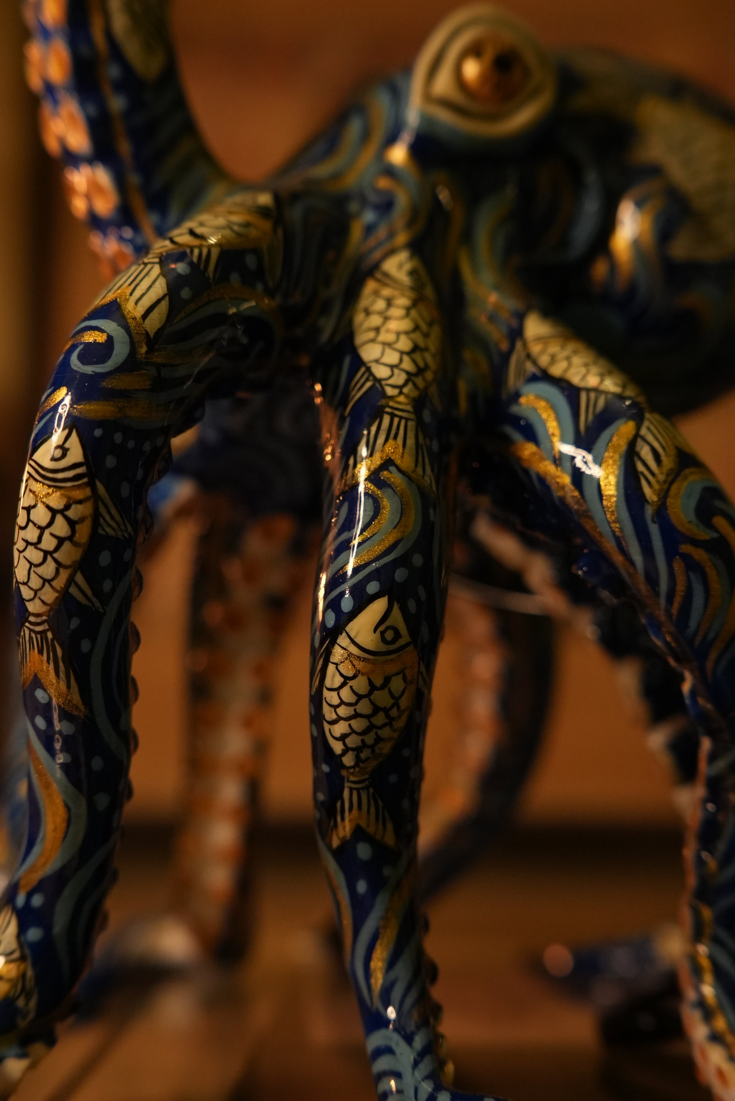Pattachitra Octopus Lamp — Abyssal Blue