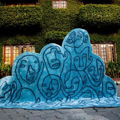 Cuddle Cloud Blue Wool Viscose 6x7.5 feet Irregular Rug - I MEAN DESIGN