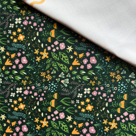 Chihiro slub linen tablecover with midnight fantasy print