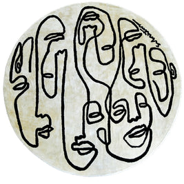 Circle Society White & Black Wool Viscose 6x6 feet Round Rug - I MEAN DESIGN