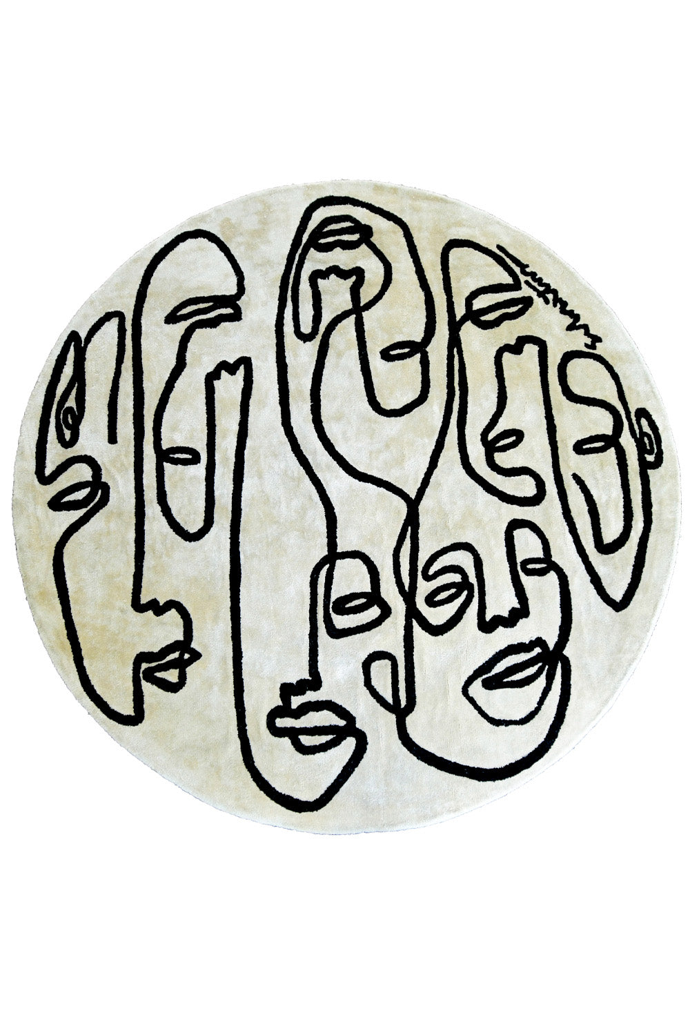 Circle Society White & Black Wool Viscose 6x6 feet Round Rug - I MEAN DESIGN