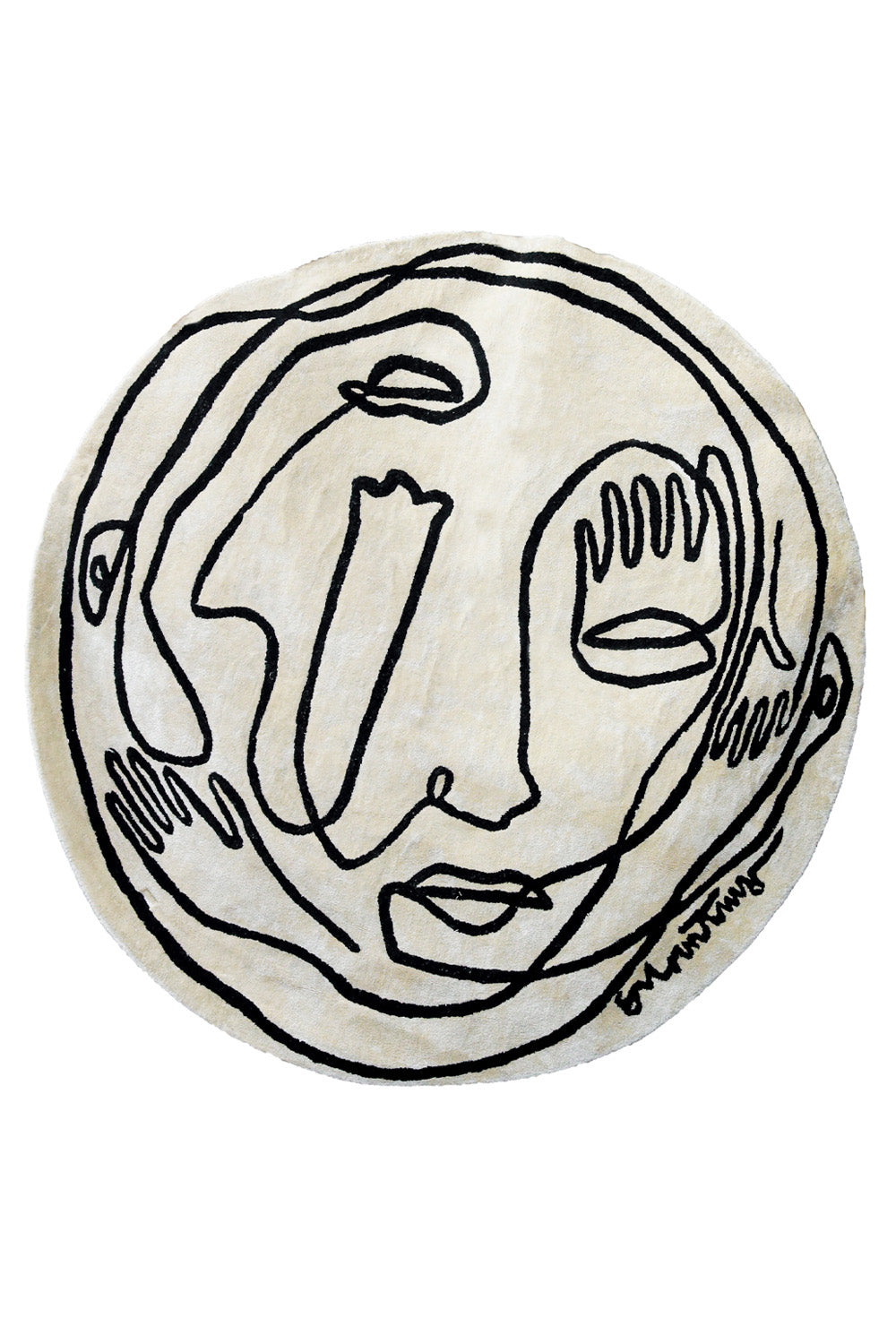 Circle Soul White & Black Wool Viscose 6x6 feet Round Rug - I MEAN DESIGN