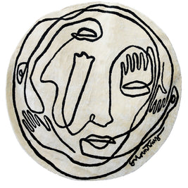 Circle Soul White & Black Wool Viscose 6x6 feet Round Rug - I MEAN DESIGN