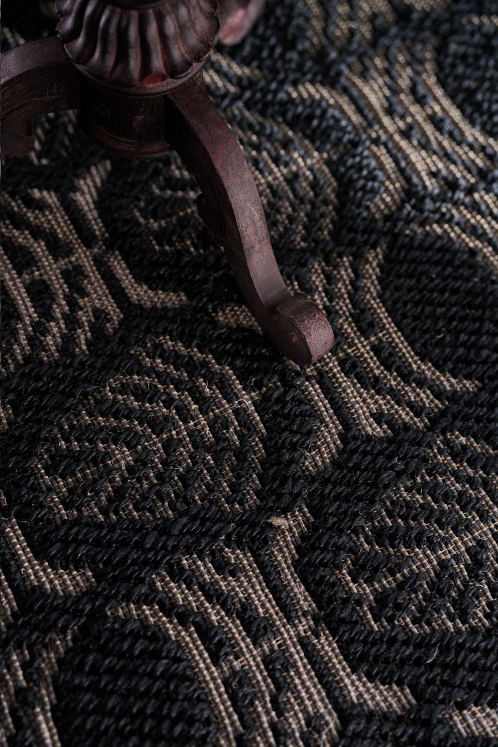 Mehtabi Black & Silver Sisal 6x9 feet Rectangle Rug - I MEAN DESIGN