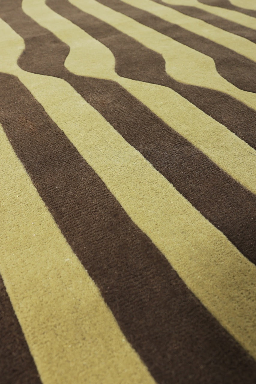 Echo Yellow & Brown Wool 6x7 feet Irregular Rug - I MEAN DESIGN